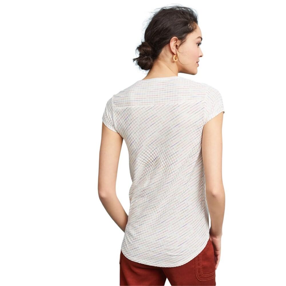 Maeve Leila Wrap Top Cream with color stripes Size Large - Picture 8 of 10